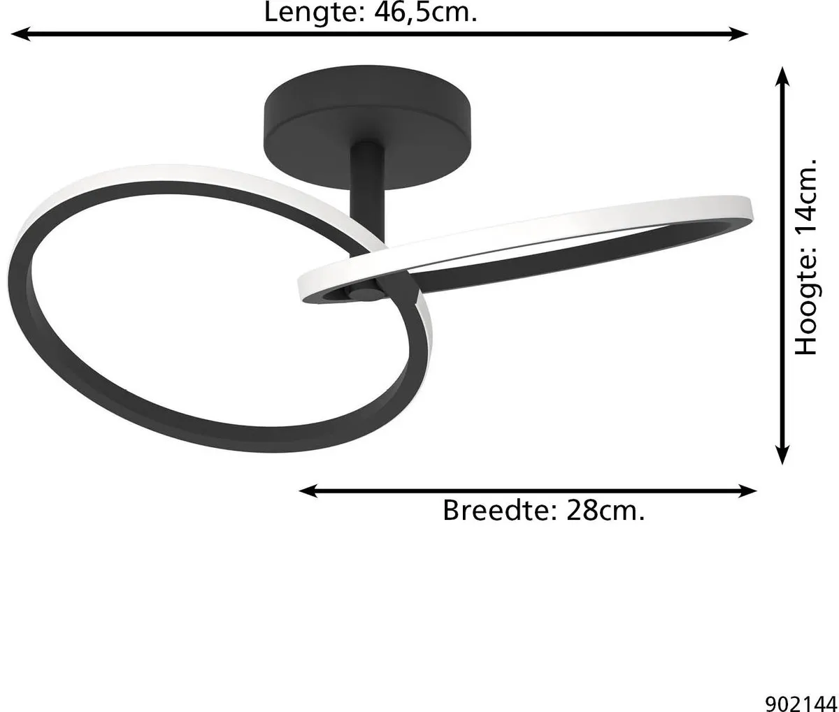 Eglo Congiunti Plafondlamp LED - 28cm - Zwart/Wit