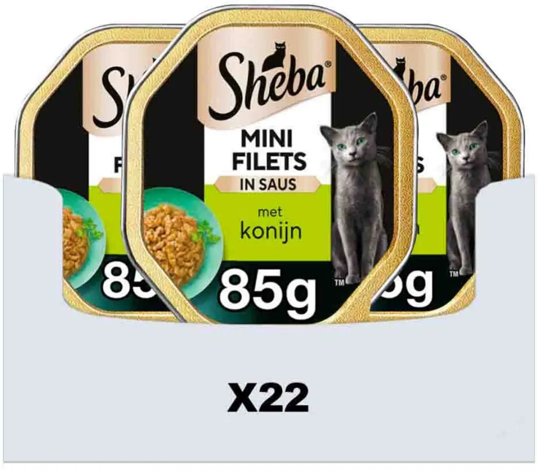 Sheba Mini Filets Konijn in Saus 22x85g - afbeelding 6 van 6