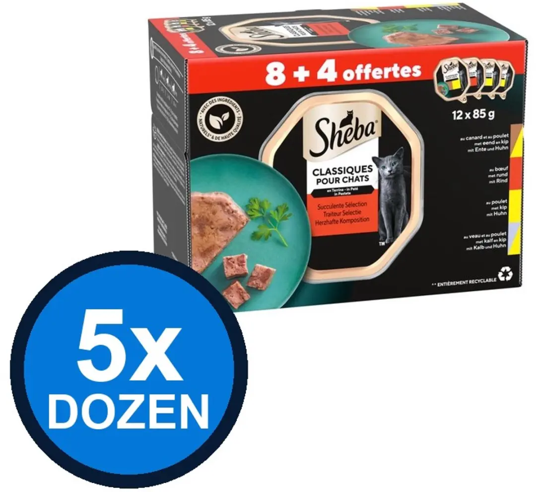 Sheba Classic Alu Paté Traiteur Sel Multipack 1.02kg