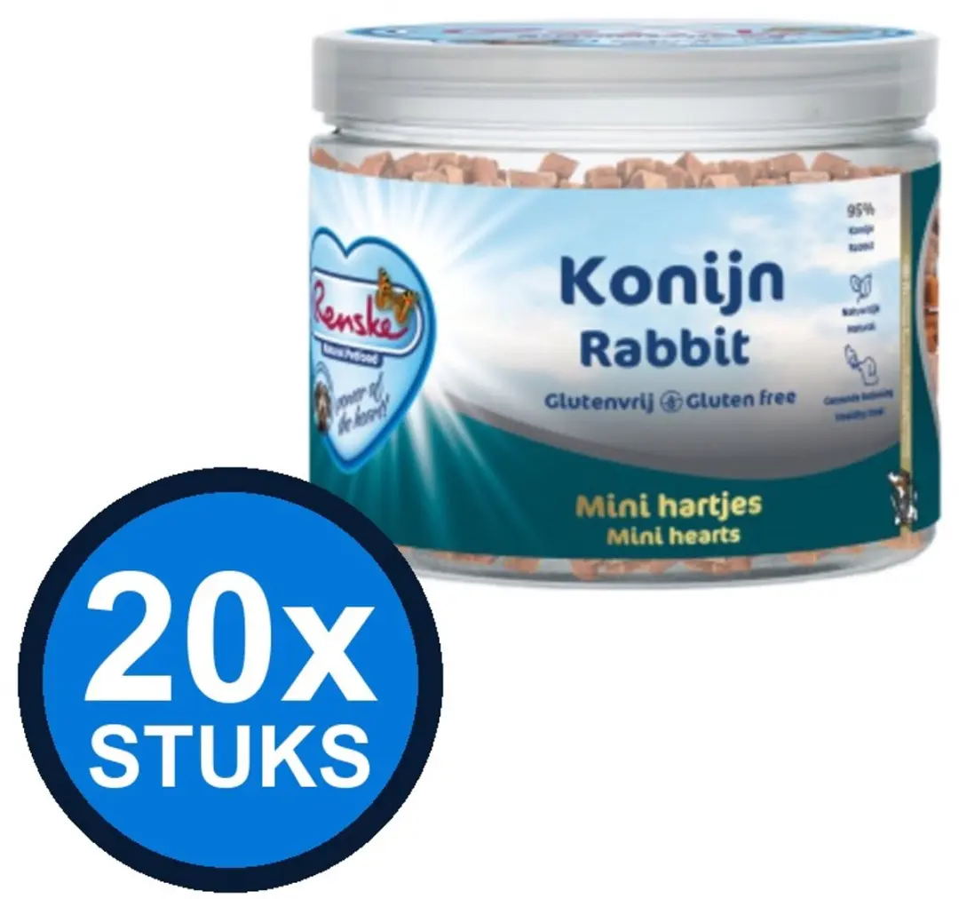Renske Gezonde Beloning Mini Hartjes Honden Snacks 20x100g
