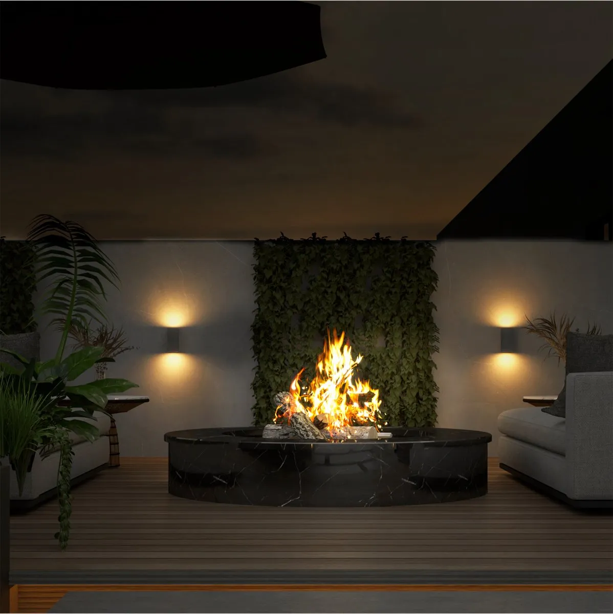 Calex Wandlamp Bergamo 2x GU10 IP54 - Zwart