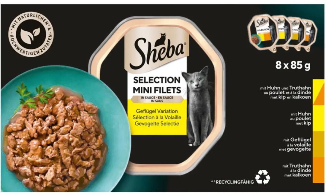 Sheba Mini Filets Adult Kattenvoer Natvoer Gevogelte in Saus