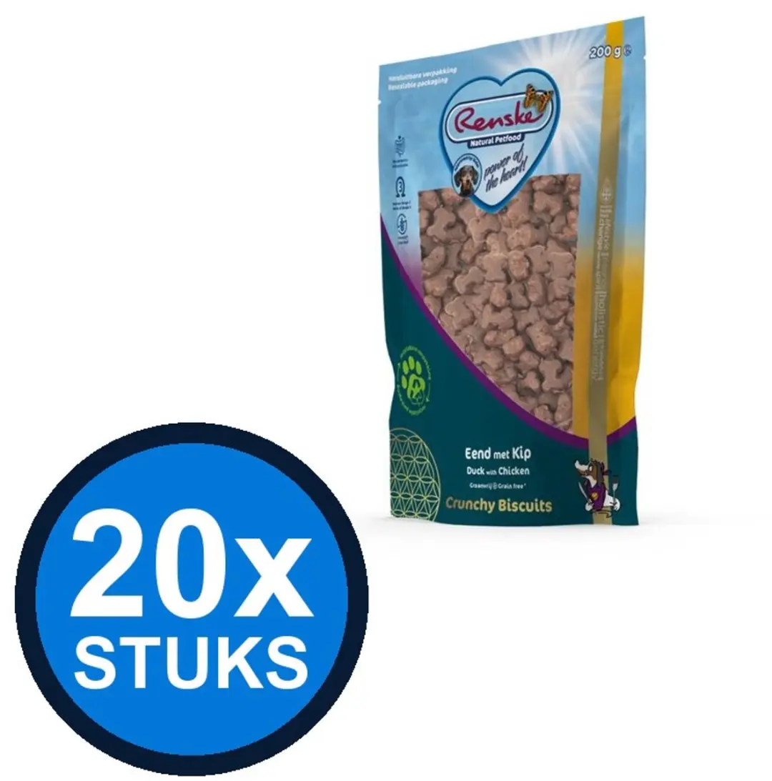 Renske Gezonde Beloning Hond Crunchy Eend & Kip 200g