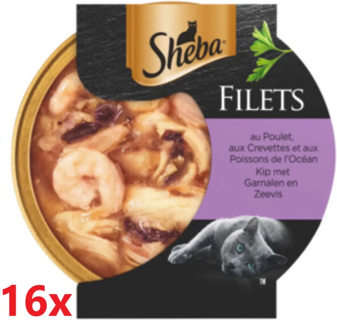 Sheba Filets Kip, Garnaal & Oceaanvis 16x60g