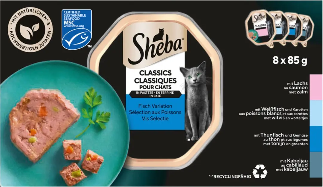 Sheba Adult Kattenvoer Classic Paté Vis 8x85g