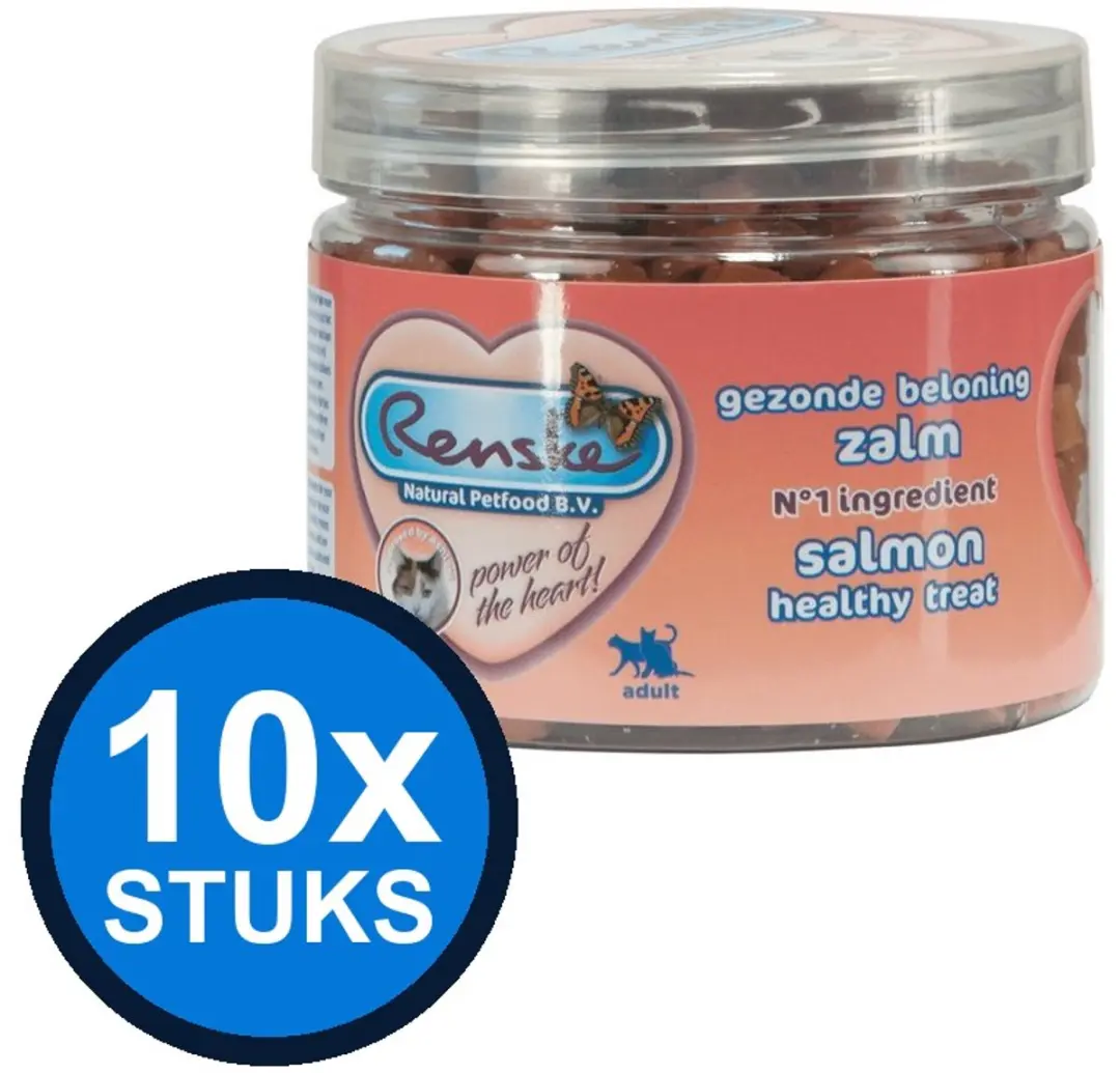 Renske Gezonde Beloning Kat Mini Hartjes Zalm 100g