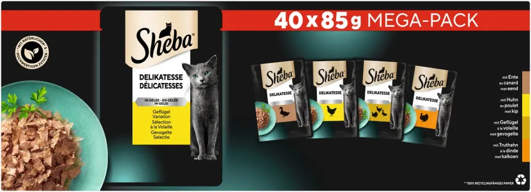 Sheba Délicatesses Gevogelte in Gelei Kattenvoer - 40x85g