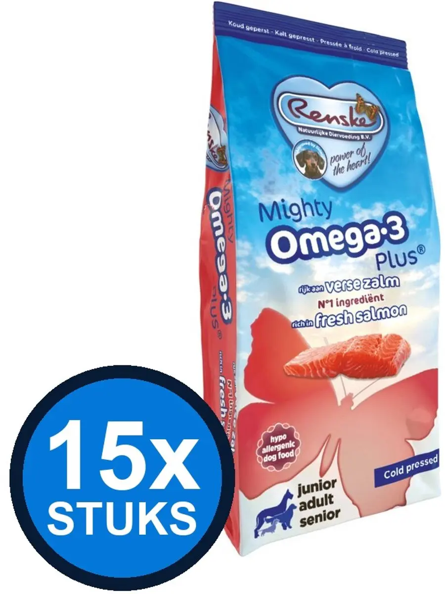 Renske Mighty Omega-3 Plus Zalm Hondenvoer 600g