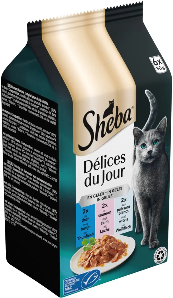 Sheba Delices Du Jour In Gelei Maaltijdzakjes - Vis 6x50g