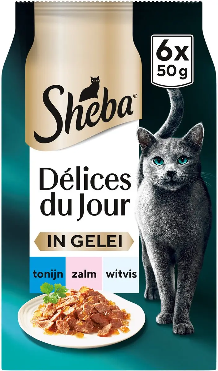 Sheba Delices Du Jour In Gelei Maaltijdzakjes - Vis 6x50g