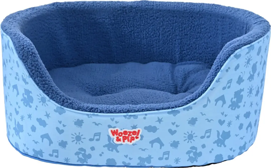 Woezel & Pip slaapmand hoge rand blauw 70cm