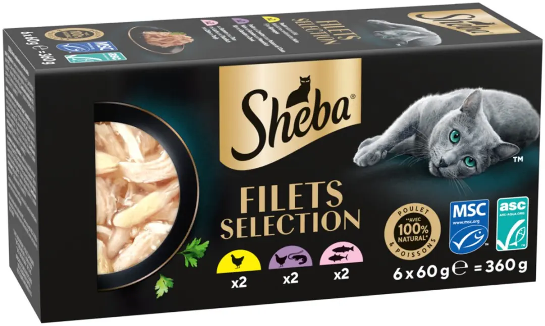 Sheba Nat Filets Kip & Zalm Multipack - 3x6x60g