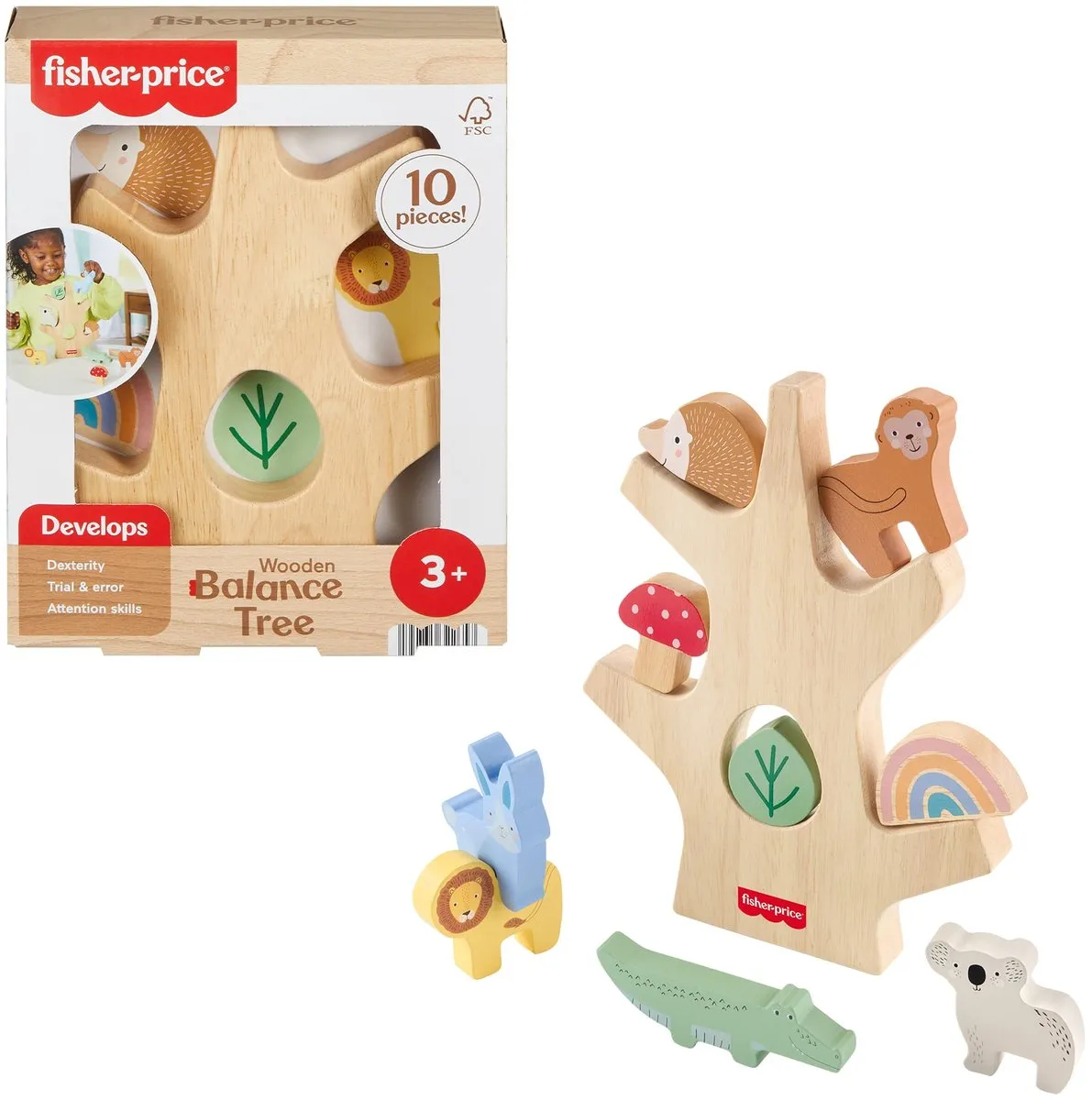 Fisher Price Houten Balanceer Boom Multicolor