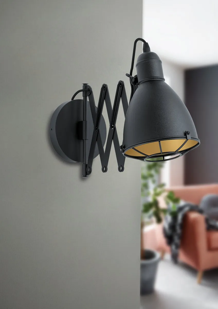 Eglo Treburley Wandlamp E27 - 65cm - Zwart/Goud