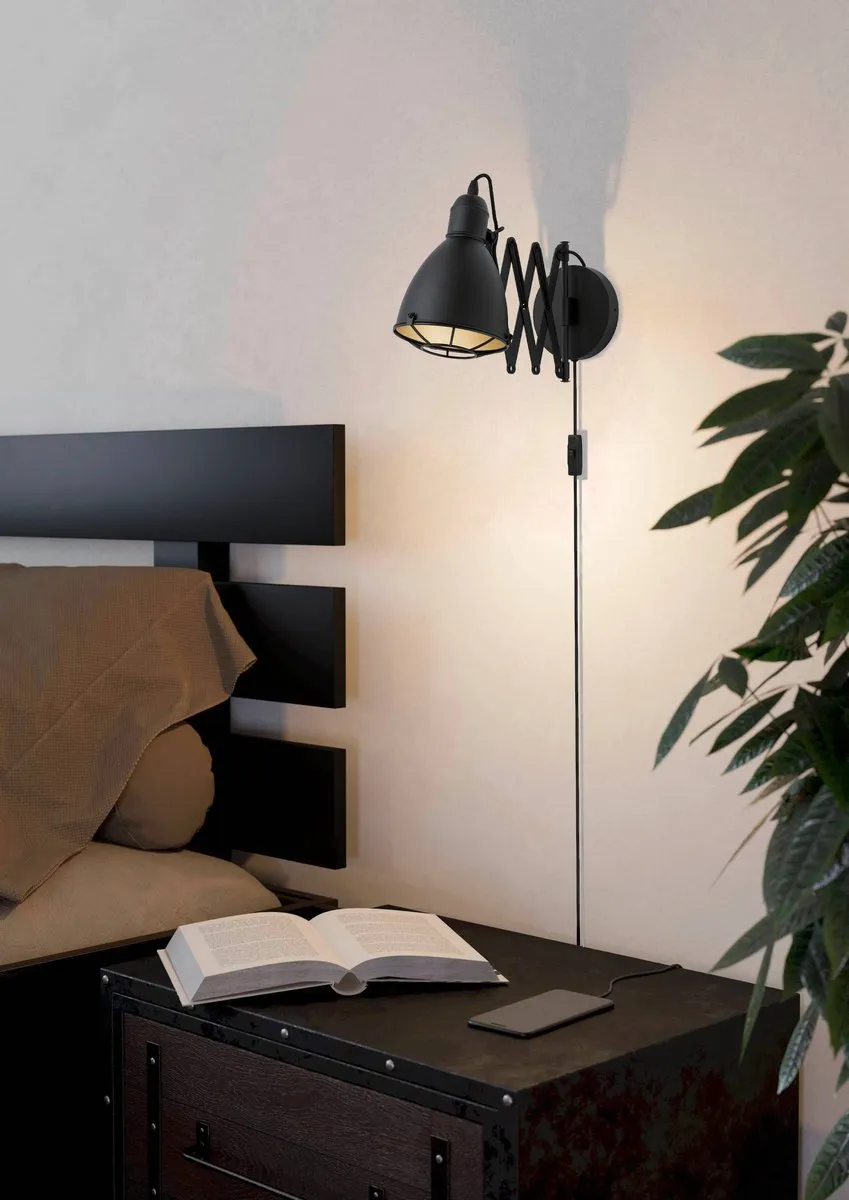 Eglo Treburley Wandlamp E27 - 65cm - Zwart/Goud