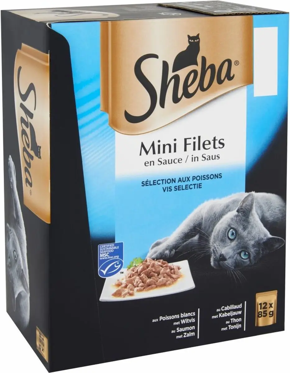 Sheba Mini Filets Adult Kattenvoer Vis Selectie - 4x4 Stuks