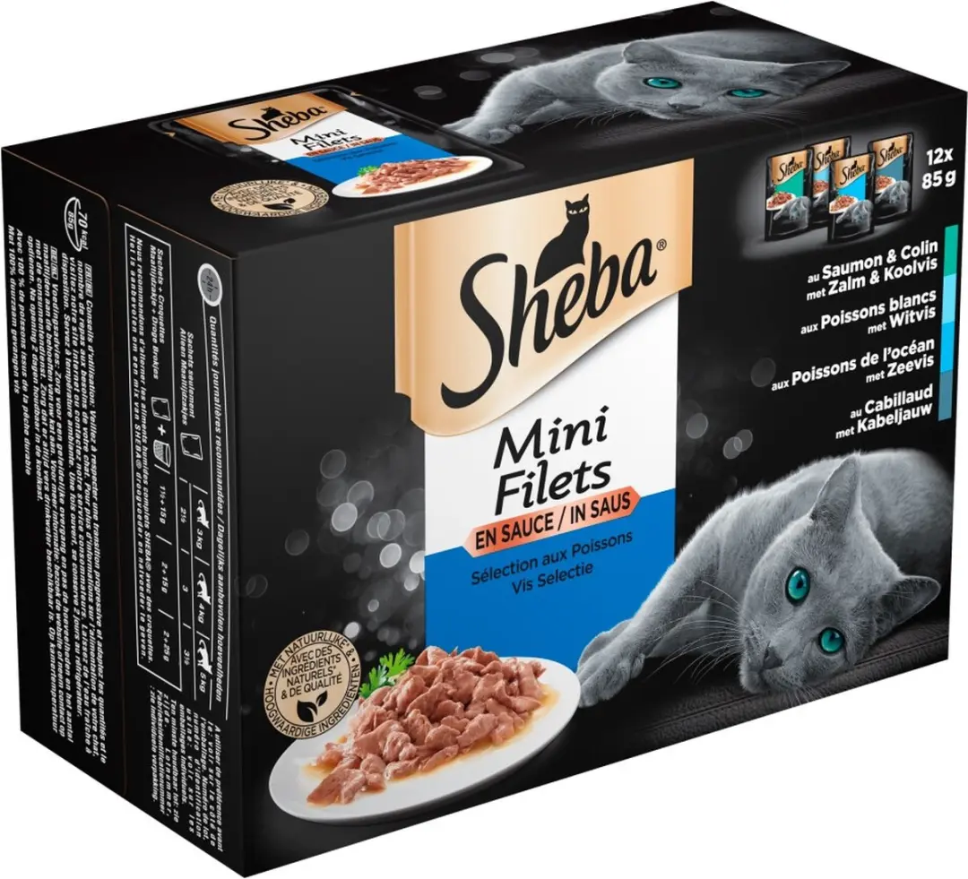 Sheba Mini Filets Adult Kattenvoer Vis Selectie - 4x4 Stuks