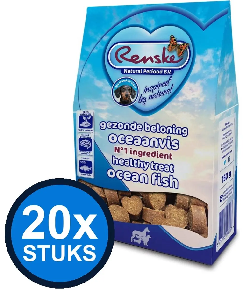 Renske Gezonde Beloning Hartjes Hond Vis 150g