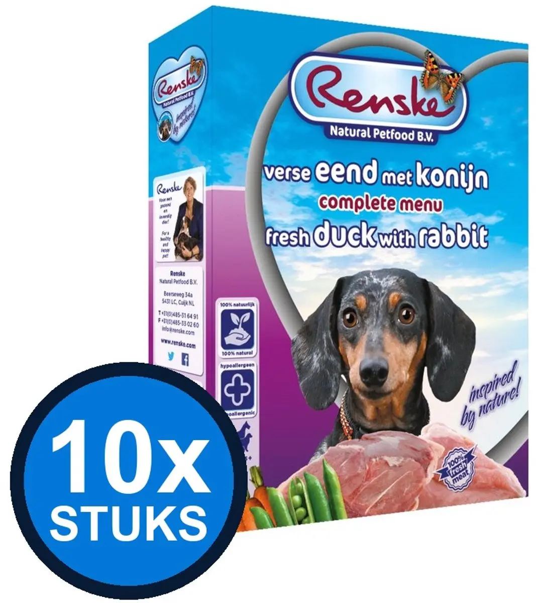 Renske Vers Hondenvoer Natvoer Eend & Konijn 395g