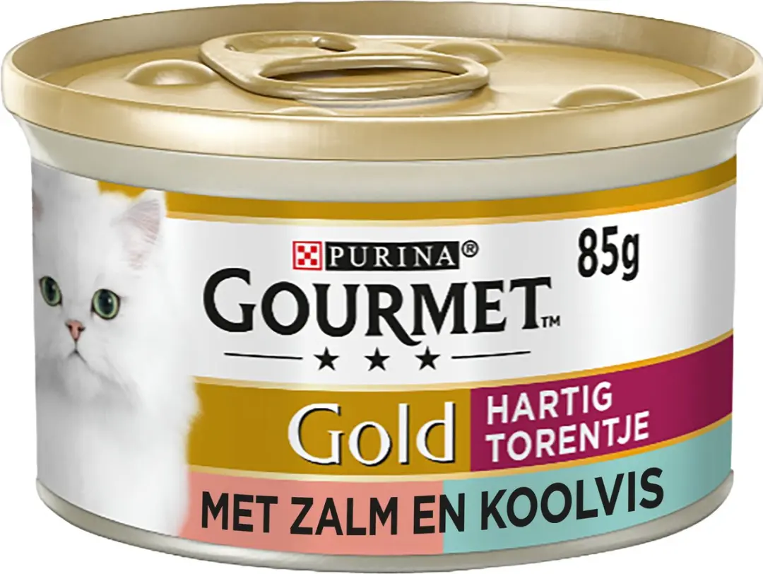 Gourmet Gold Hartig Torentje DUO Natvoer - Zalm & Koolvis - 24x85g