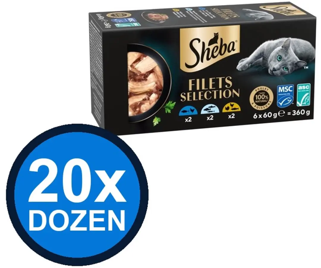 Sheba Filets Alu Saus Witte Vis Multipack 20x6x60g