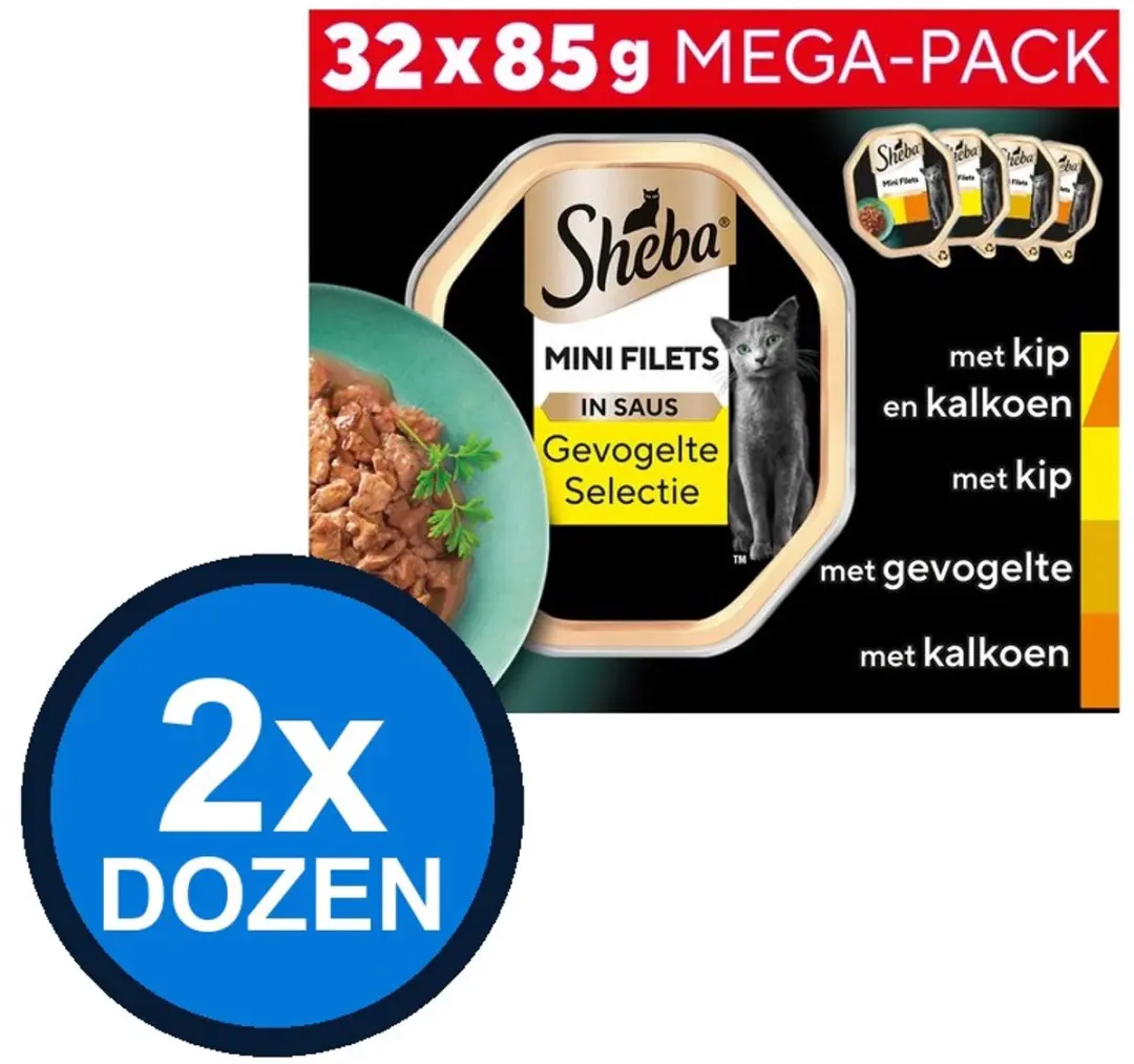 Sheba Mini Filets Alu Saus Gevogelte Sel Multipack 2.72kg