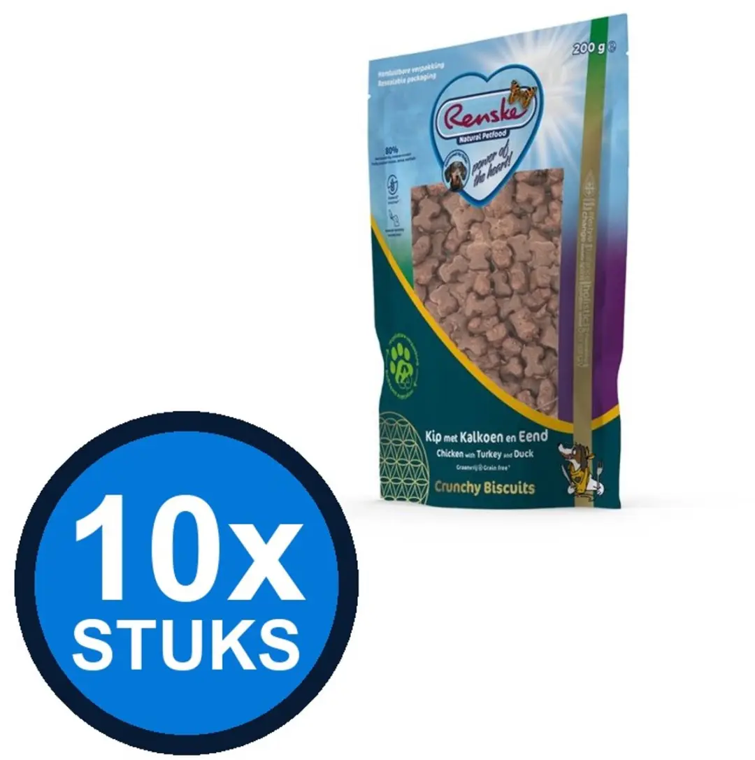 Renske Gezonde Beloning Hond Crunchy Kip & Kalkoen & Eend 200g