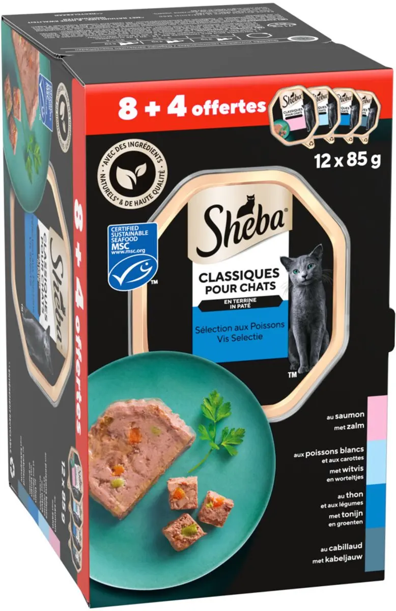 Sheba Nat Classic Paté Vis Selectie - 3x12x85g