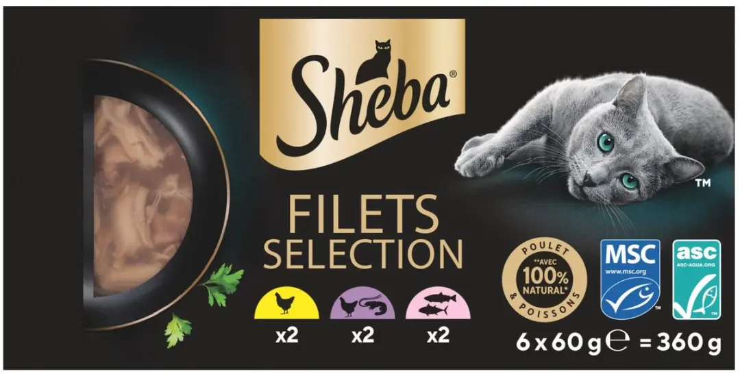 Sheba Nat Filets Kip & Zalm in Saus - 360g (6x60g)