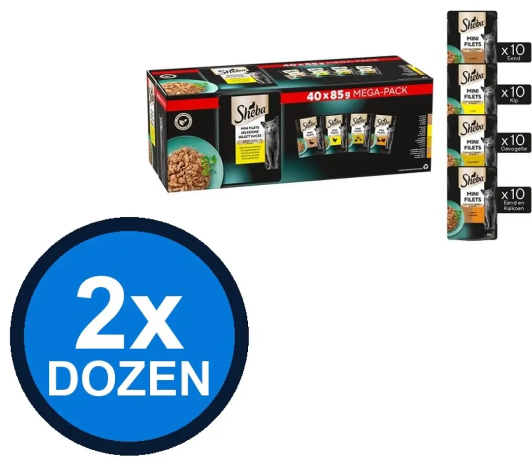 Sheba Mini Filets Pouch Saus Gevogelte Sel Multipack 2x40