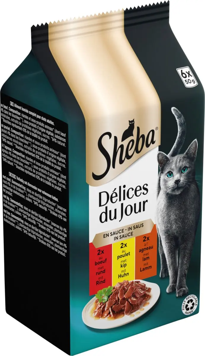 Sheba Délices du Jour Traiteur Vlees Selectie Natvoer - 36x50g