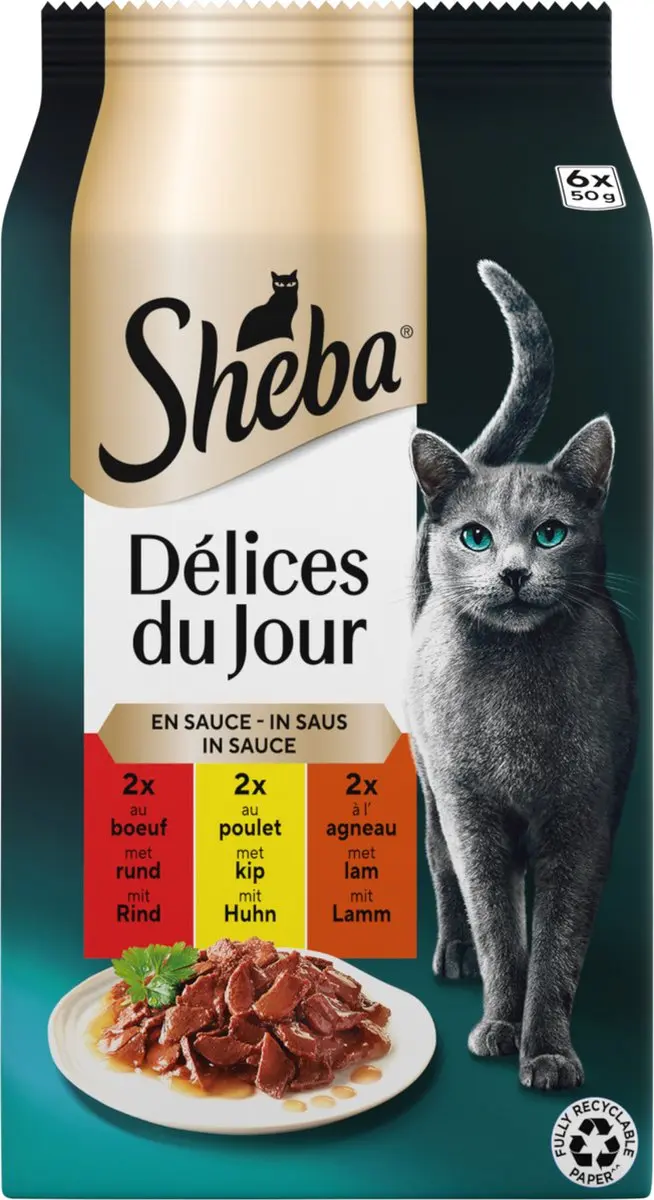 Sheba Délices du Jour Traiteur Vlees Selectie Natvoer - 36x50g - afbeelding 6 van 6