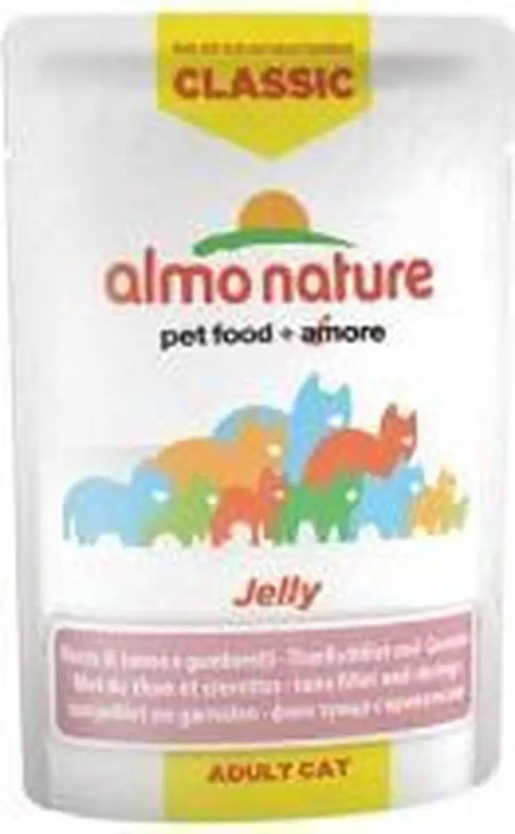 Almo Nature HFC Kat Jelly Tonijnfilet Garnalen 55g - 24 Stuks