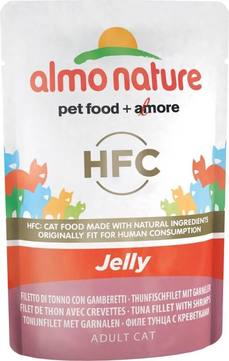 Almo Nature HFC Kat Jelly Tonijnfilet Garnalen 55g