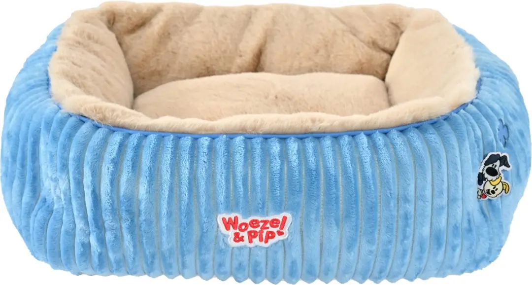Woezel & Pip divan corduroy vierkant blauw 60cm