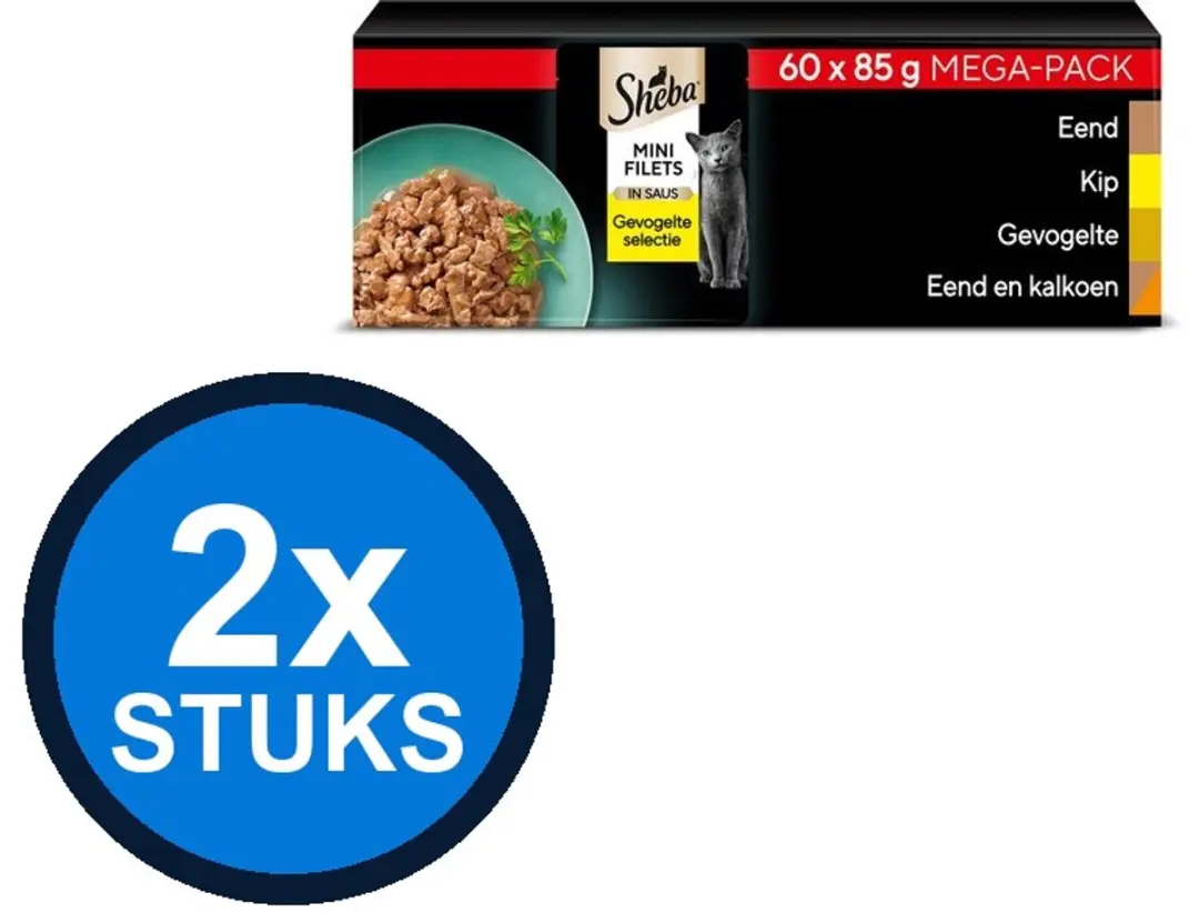 Sheba Mini Filets Saus Gevogelte 60x85g