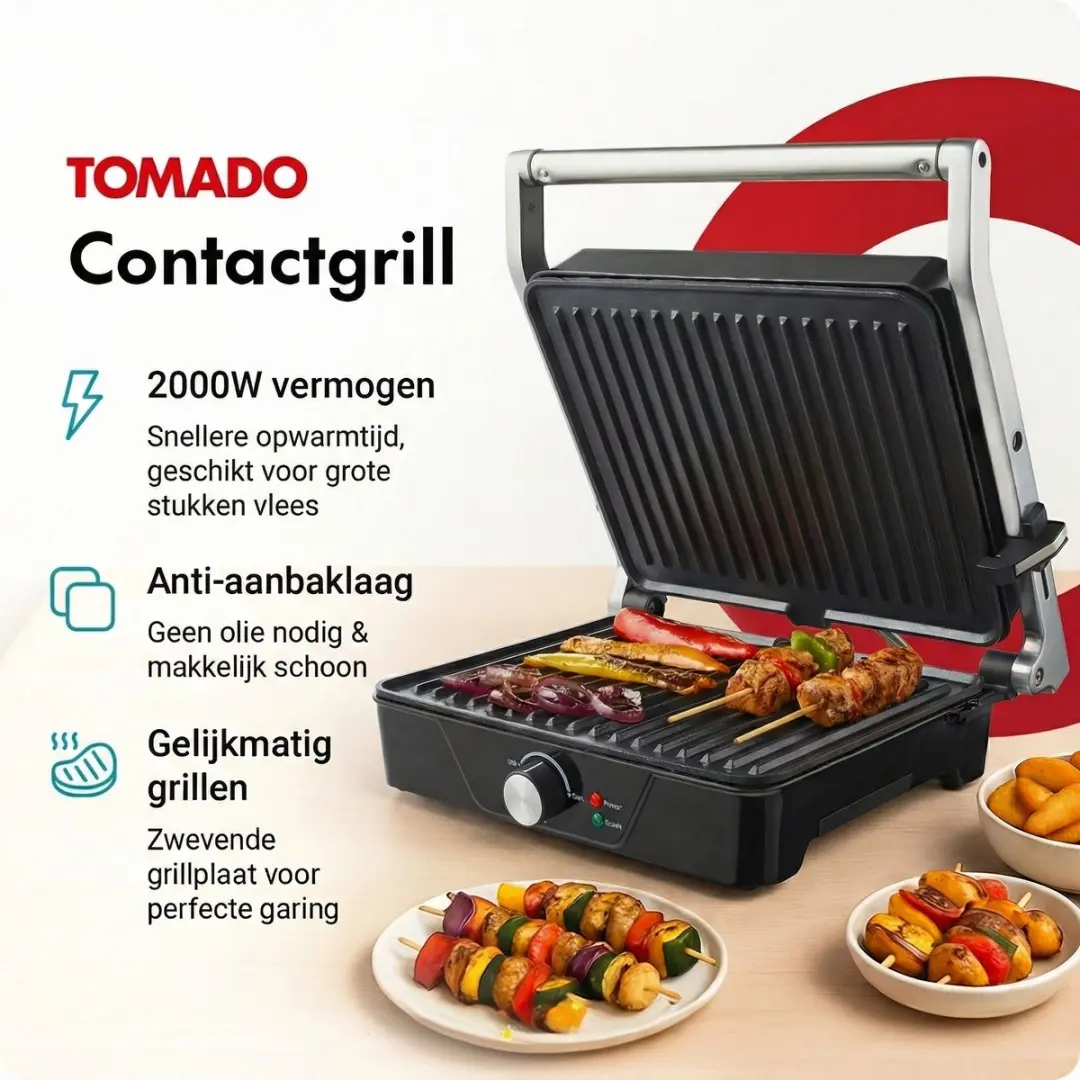 Tomado TGC4001S XXL Contactgrill 2000W - RVS