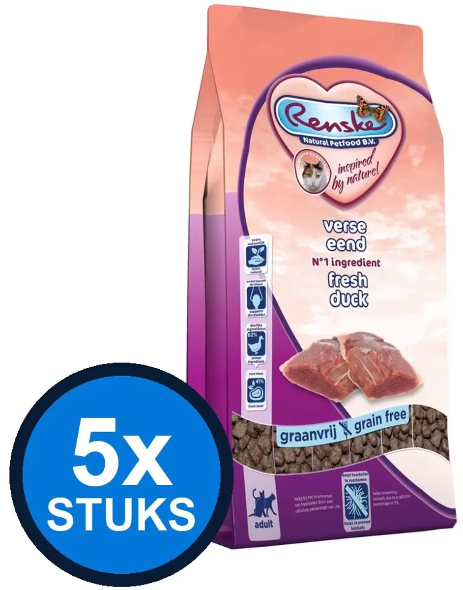 Renske Super Premium Droog Kattenvoer Adult Eend 1,5kg