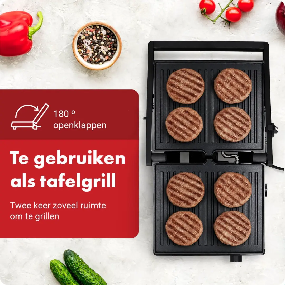 Tomado XXL Tosti Apparaat TGC4002B - 2000W - 4 Tosti's - Zwart