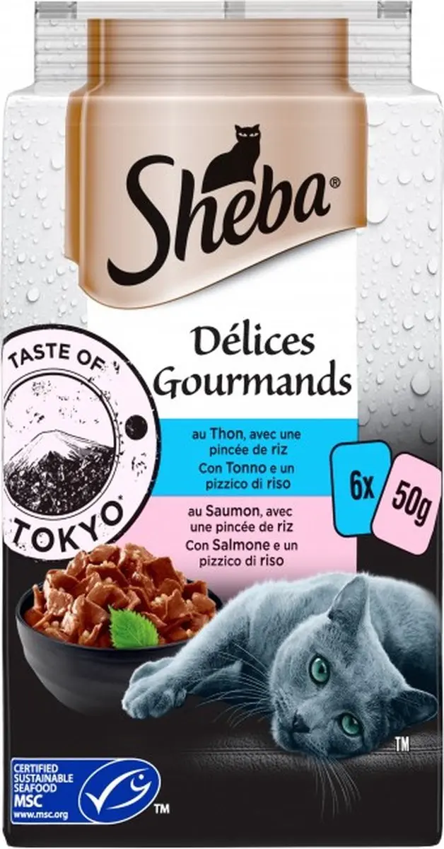 Sheba Delices Gourmands Tonijn & Zalm 18 Stuks
