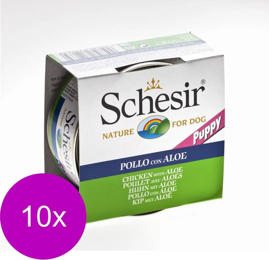 Schesir Puppy Kip Aloe in Gelei - 10x150g