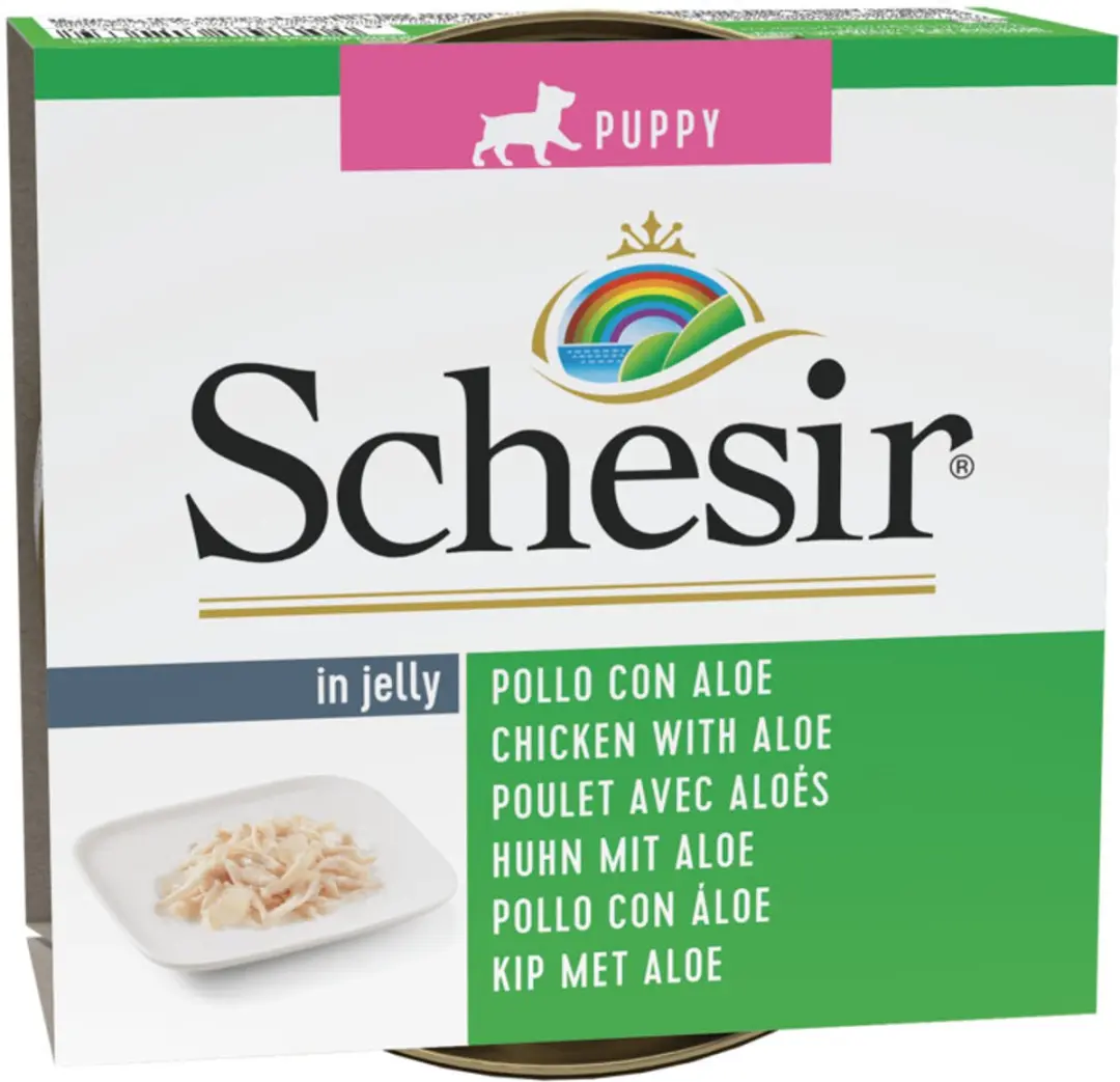 Schesir Puppy Kip Aloe in Gelei - 10x150g