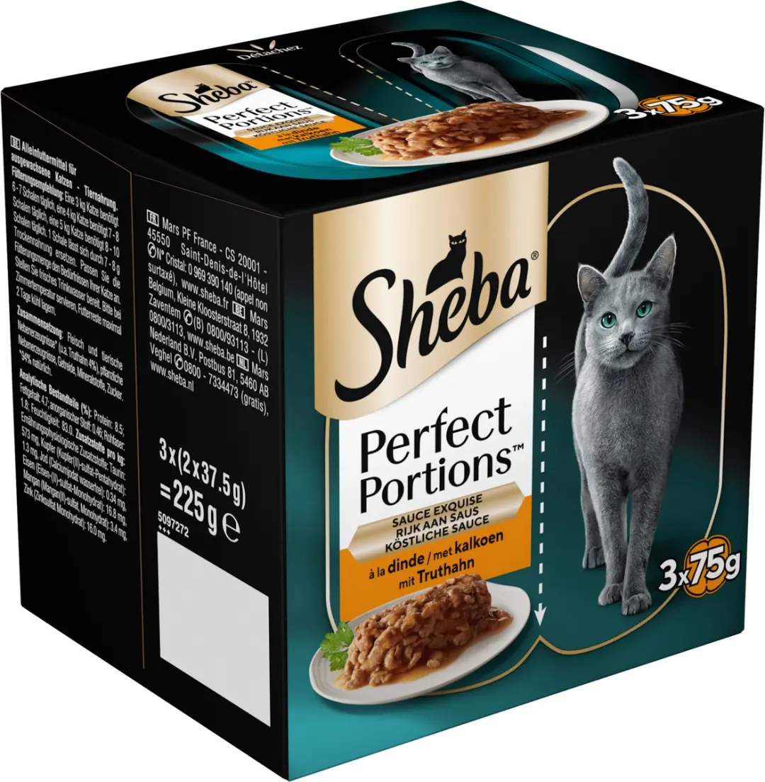 Sheba Perfect Portions Kalkoen in Saus Kattenvoer - 24x75g - afbeelding 6 van 6