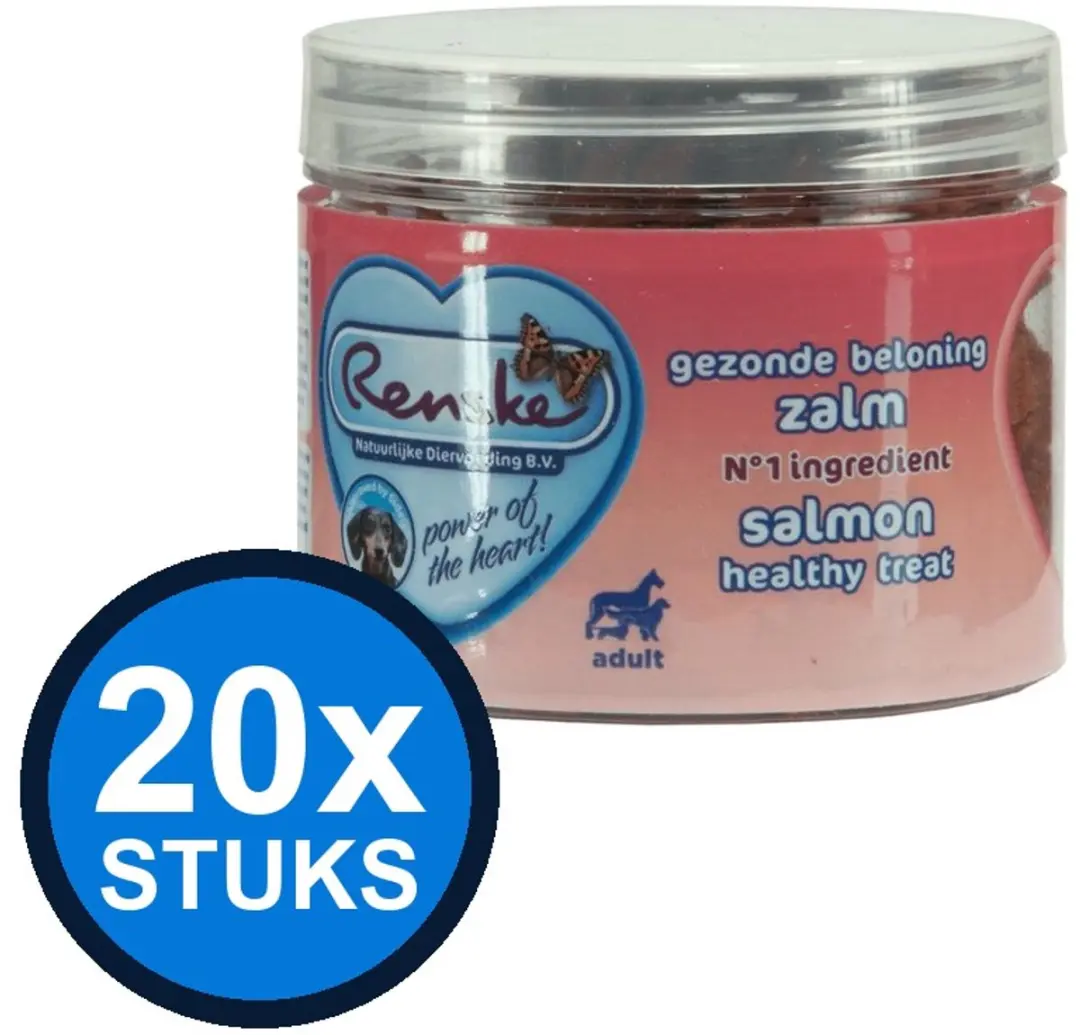Renske Gezonde Beloning Mini Hartjes Hond Zalm 100g