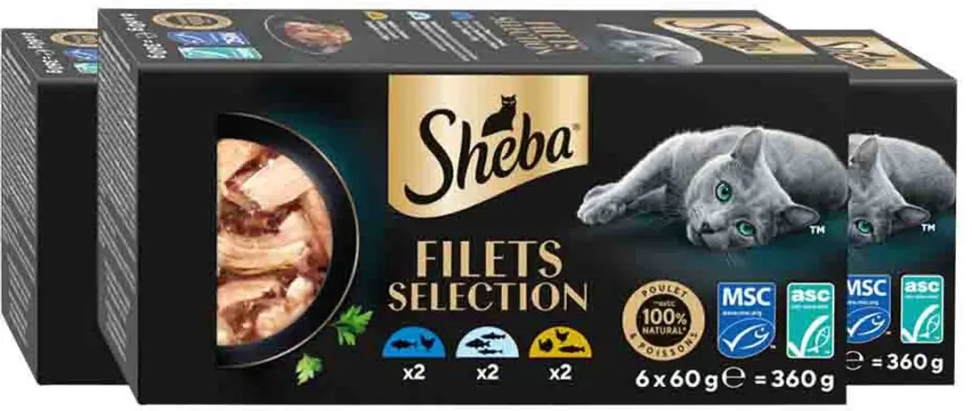 Sheba Nat Filets Witte Vis in Saus - 3x6x60g