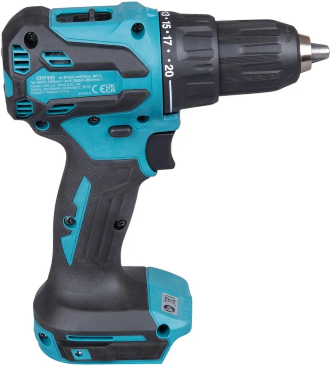 Makita DHP 490 SFJ accu klopboormachine 18 V 65 Nm borstelloos + 2x accu 3,0 Ah + lader + Makpac