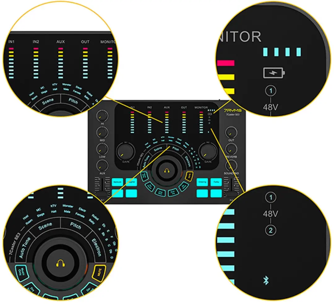 7RYMS 7CasterSE3 Mixer - Podcast/Streaming/Gaming - Zwart