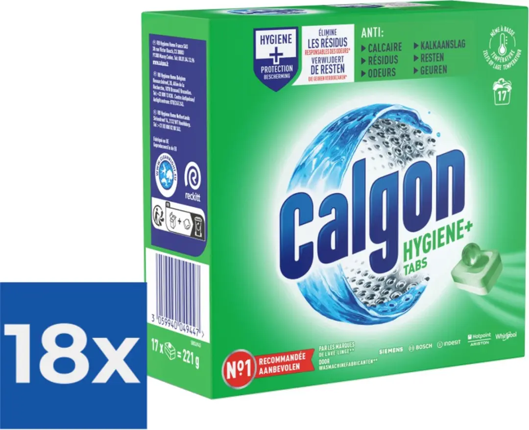 Calgon Wasmiddel Tabs Hygiëne+ 17 Stuks