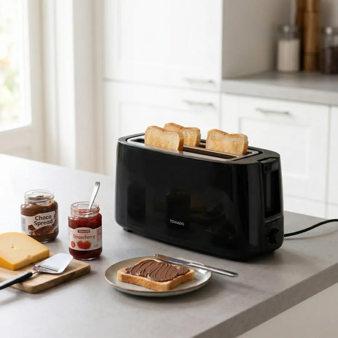 Tomado TBT4000B Broodrooster 1400W - 4 Sneetjes - Zwart