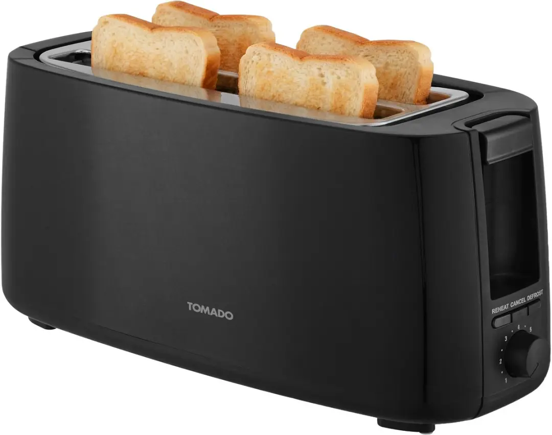 Tomado TBT4000B Broodrooster 1400W - 4 Sneetjes - Zwart